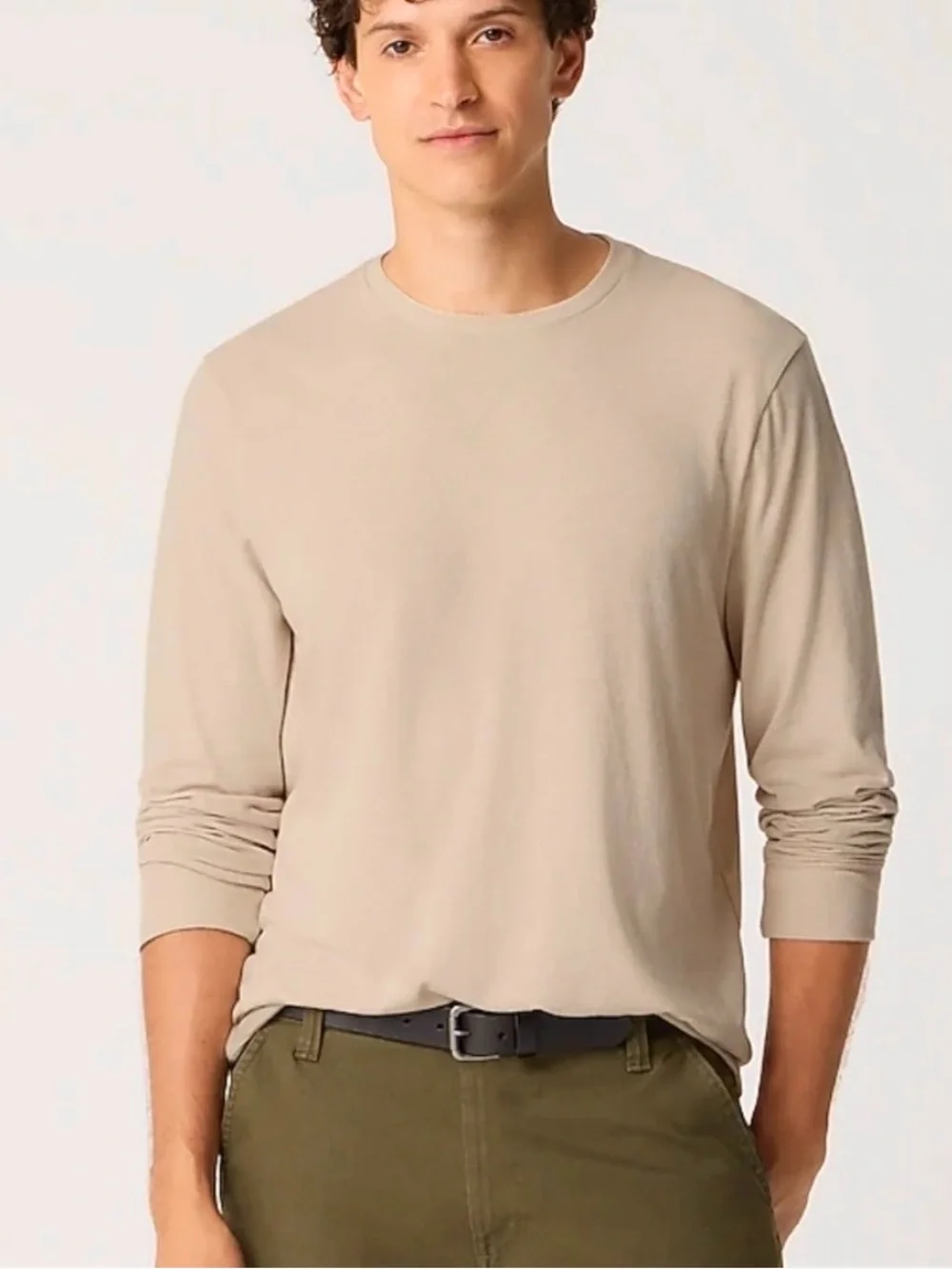 J. Crew Men's Long-Sleeve Washed Jersey Tee Khaki L